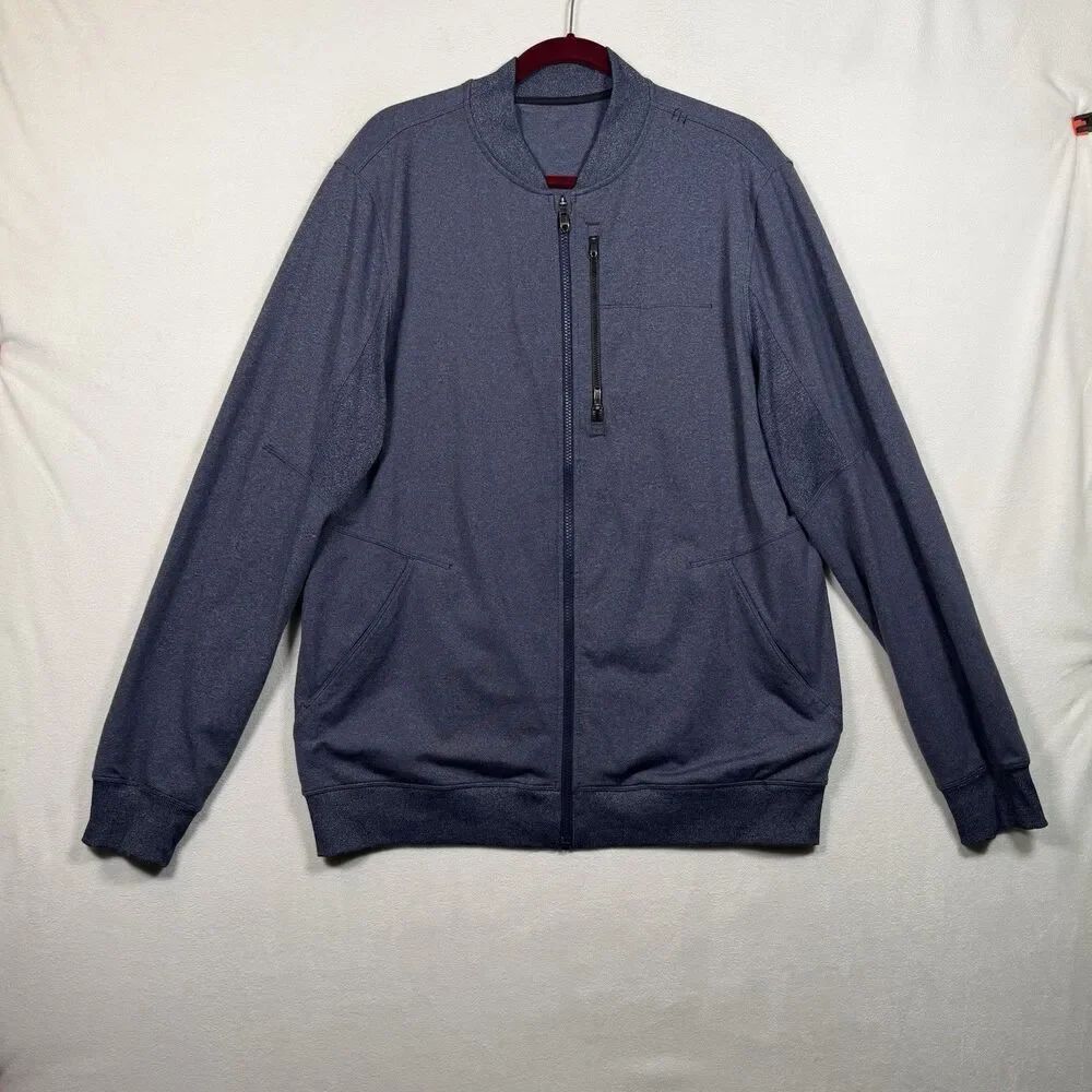 Lululemon City Sweat Bomber Jacket Men’s Blue Heathered Full Zip Tech Athletic